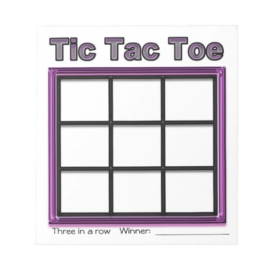 Pink Tic Tac Toe Game Notepad Notizblock (Vorderseite)