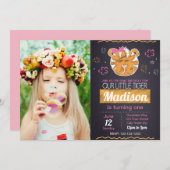 Pink Tiger Geburtstag Einladung mit Foto (Vorne/Hinten)
