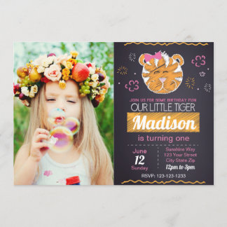 Pink Tiger Geburtstag Einladung mit Foto