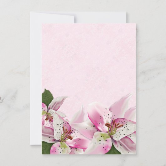 Pink Tiger Lily Pearls Spring Brautparty Einladung (Rückseite)