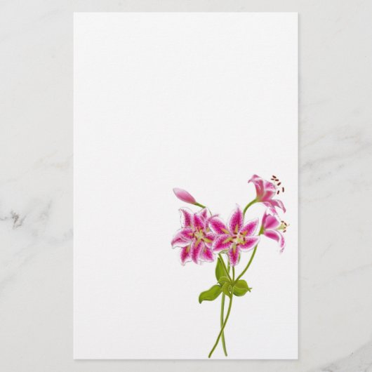 Pink Tiger Lily Stationery Briefpapier (Vorderseite)