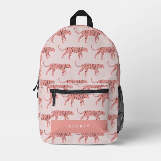 Pink Tiger Pattern Rosa Bedruckter Rucksack (Vorderseite)