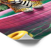 Pink Tiger Pool Poster Maximalistischer Dschungel (Ecke)