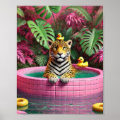 Pink Tiger Pool Poster Maximalistischer Dschungel (Vorne)