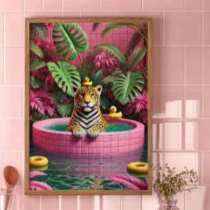 Pink Tiger Pool Poster Maximalistischer Dschungel