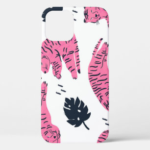 Pink Tiger Tropical: Vintage Handgezeichnet. Case-Mate iPhone Hülle