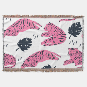 Pink Tiger Tropical: Vintage Handgezeichnet. Decke