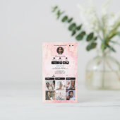 Pink TikTok Marble QR Code Social Media Visitenkarte (Stehend Vorderseite)