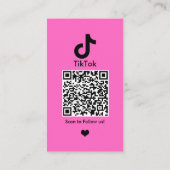 Pink TikTok Social Media Custom QR Code Visitenkarte (Rückseite)
