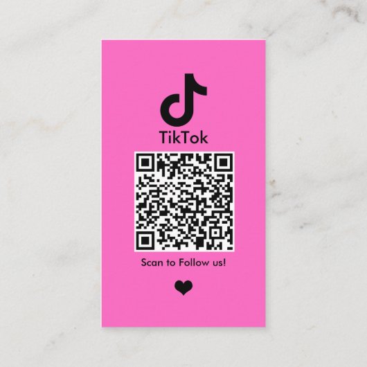 Pink TikTok Social Media Custom QR Code Visitenkarte (Rückseite)
