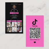 Pink TikTok Social Media Custom QR Code Visitenkarte (Vorne/Hinten)