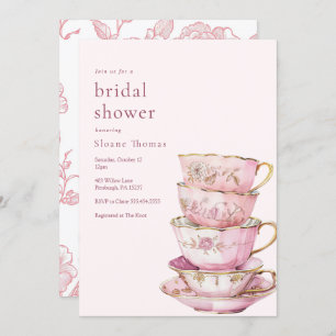 Pink Time for Tea Bridal Dusche Einladung