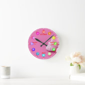 Pink Time Learning Round Clock Runde Wanduhr (Zuhause)