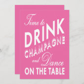 Pink Time to Dance auf dem Tisch-Junggeselinnen-Ab Einladung (Vorne/Hinten)