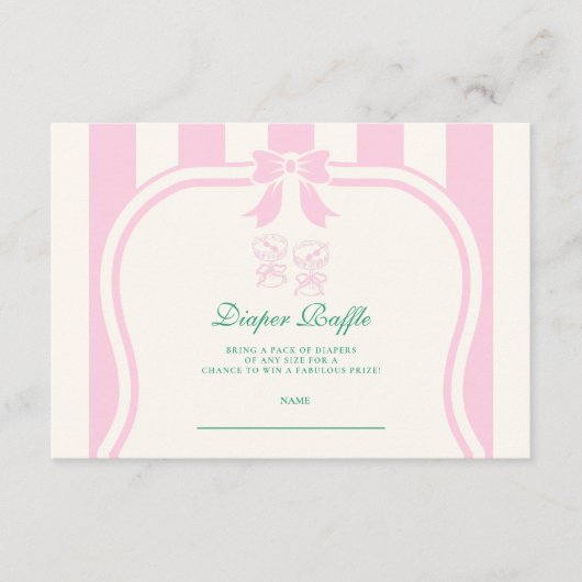 Pink Tini One ist auf dem Weg Diapper Raffle Begleitkarte (Vorderseite)
