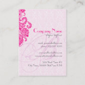 Pink Tint Damaskus Hot Pink Blütendekoration Visitenkarte (Rückseite)