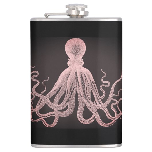 Pink Tint Octopus Illustration Flachmann (Vorderseite)