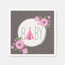 Pink Tipi Babydusche Papier Napkin