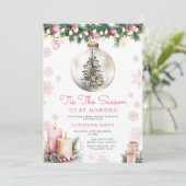 Pink Tis The Season to Be Married Bridal Shower Einladung (Stehend Vorderseite)