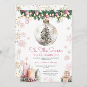 Pink Tis The Season to Be Married Bridal Shower Einladung (Vorne/Hinten)