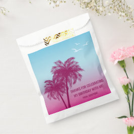 Pink To Blue Sky And Palm Trees Birthday Thank You Geschenktütchen
