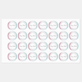 Pink to turquoise watercolour ombré etiketten