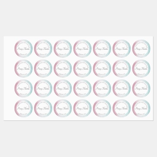 Pink to turquoise watercolour ombré etiketten (Blatt)