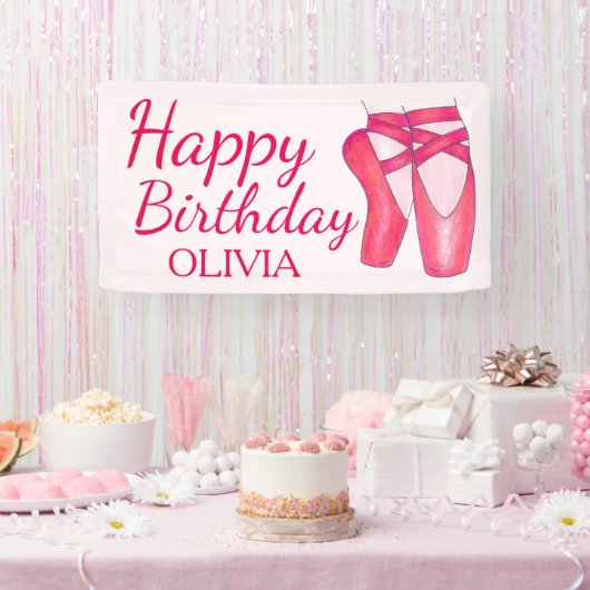 Pink Toe Shoes Ballerina Tanz Geburtstag Banner (Party)