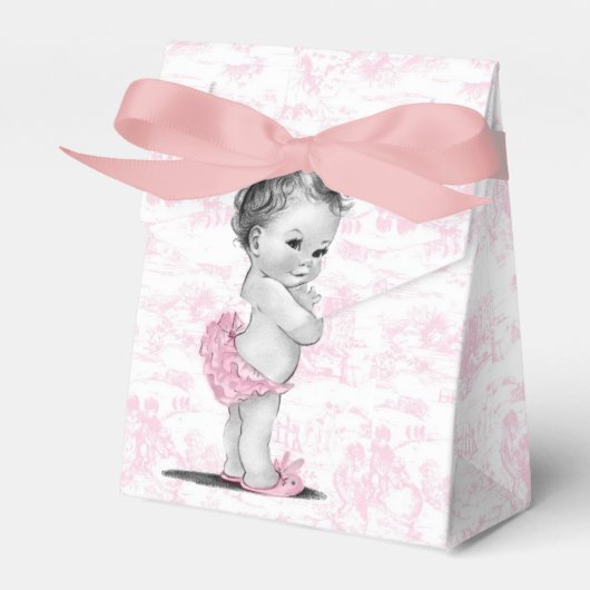 Pink Toile Baby Dusche Fevor Boxen Geschenkschachtel (Vorderseite)