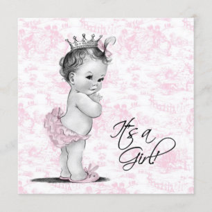 Pink Toile Baby Girl Dusche Einladung