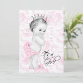 Pink Toile Baby Girl Dusche Einladung (Stehend Vorderseite)