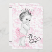 Pink Toile Baby Girl Dusche Einladung (Vorne/Hinten)