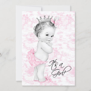 Pink Toile Baby Girl Dusche Einladung