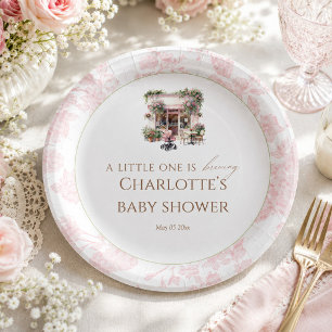 Pink Toile Baby Is Brewing Cafe Coffee Coquette Pappteller
