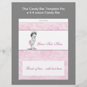 Pink Toile Baby Showküche Bar Wrapper Flyer