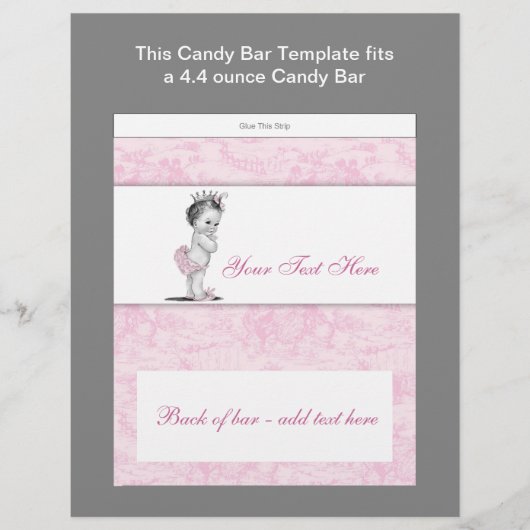 Pink Toile Baby Showküche Bar Wrapper Flyer (Vorne)