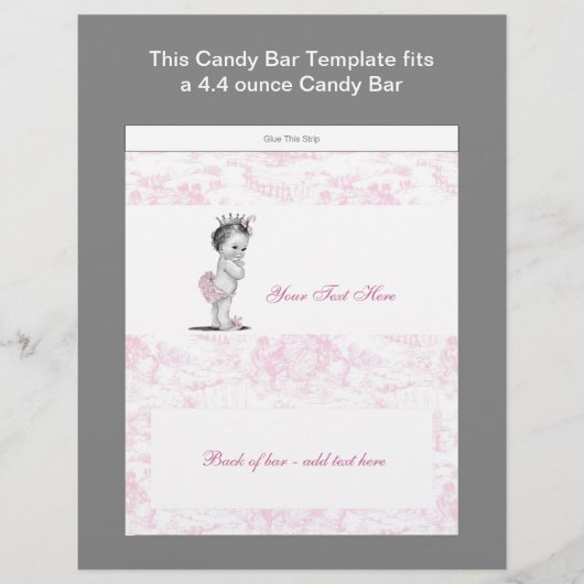 Pink Toile Baby Showküche Bar Wrapper Flyer (Vorne)