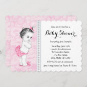 Pink Toile Babydusche Einladung (Vorne/Hinten)