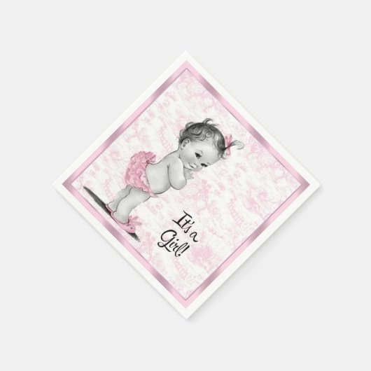 Pink Toile Babydusche Serviette (Ecke)