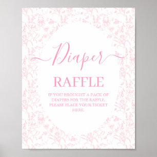 Pink Toile Bear Baby Shower Girl Poster