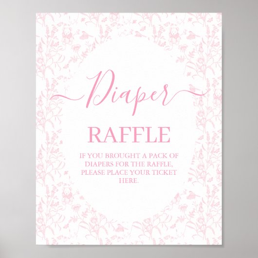 Pink Toile Bear Baby Shower Girl Poster (Vorne)