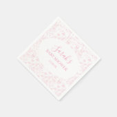Pink Toile Bear Baby Shower Girl Serviette (Ecke)