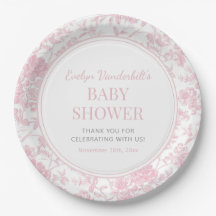 Pink Toile Chinoiserie Floral Baby Dusche