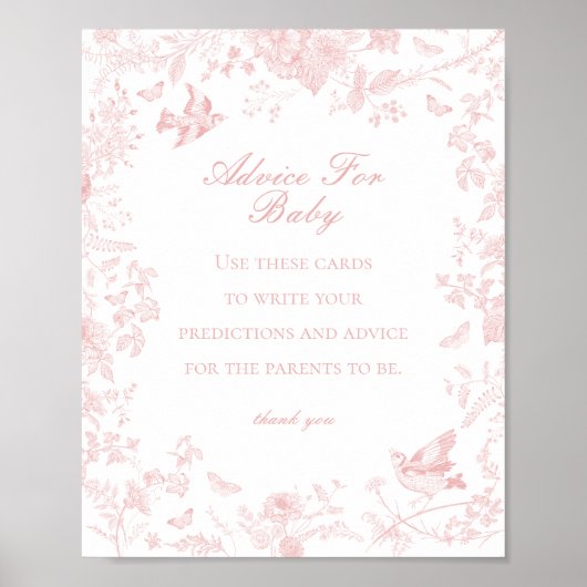Pink Toile De Jouy Advice for Baby Showspiel Poster (Vorne)