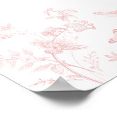 Pink Toile de Jouy Baby Dusche Begrüßungszeichen Poster (Ecke)