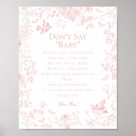 Pink Toile De Jouy Dont Say Baby Showspiel Poster
