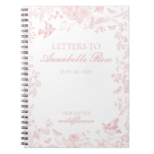 Pink Toile De Jouy Floral Letters to Birthday Girl Notizblock