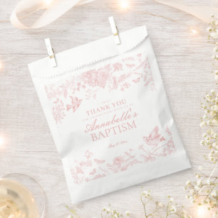 Pink Toile De Jouy Floral Taufe Dessert Geschenktütchen