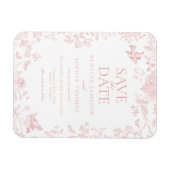 Pink Toile De Jouy Französisch Floral Save the Dat Magnet (Horizontal)