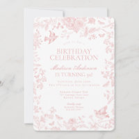 Pink Toile De Jouy French Floral Geburtstagsparty